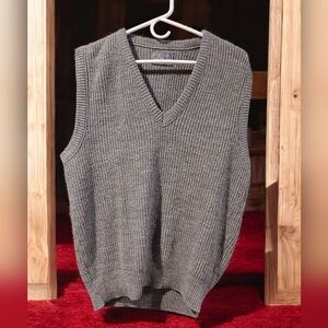 Vintage Le Tigre Knit Vneck Vest Tank Grey Woman Mens Medium Large Dark Academia